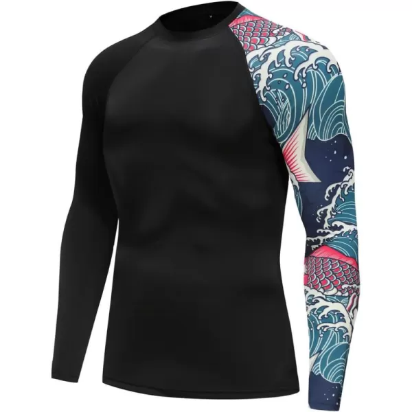 KYKU Men's Rash Guard Long Sleeve UPF 50+ UV Lightweight Sun Protection Swim Shirt for Outdoor Fishing Hiking Surf