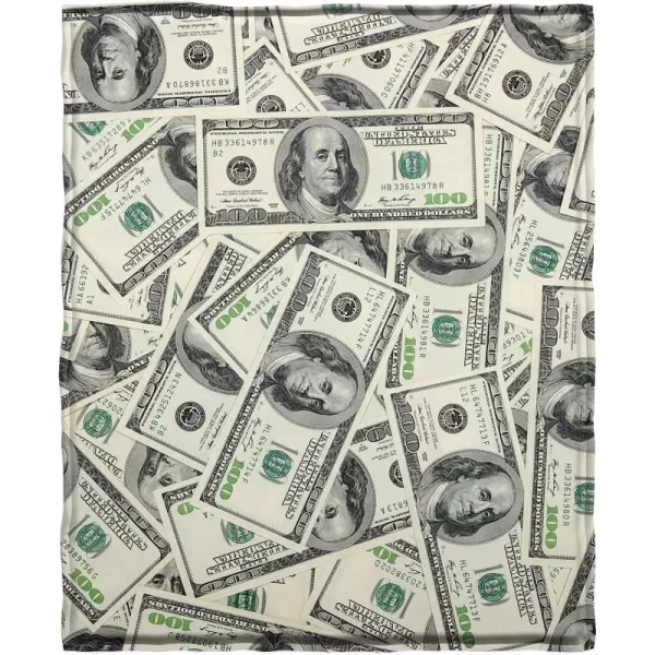 KYKU Money Blanket Throw Funny 100 Dollar Bill Cash US Cute Things Family Novelty Cool Stuff for Teen Girls, Boys, Women, Men, Anyone, Fun Friends Birthday Gifts 