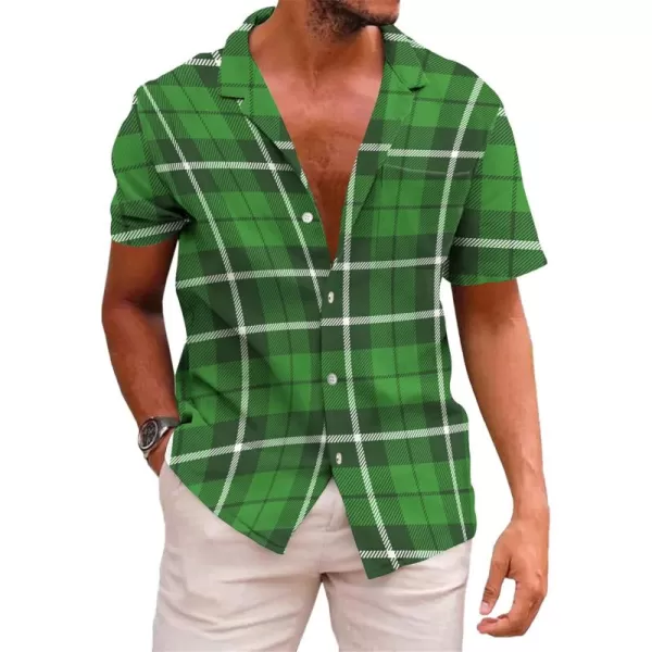 KYKU St Patricks Day Shirt Mens Hawaiian Shirts Short Sleeve Green Button Up Top