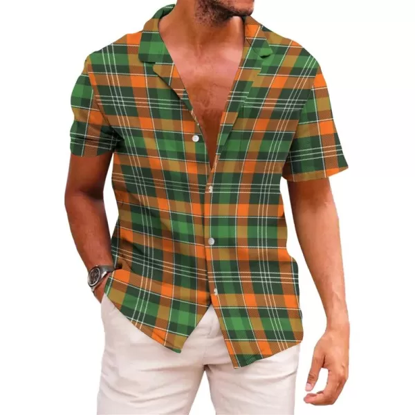 KYKU St Patricks Day Shirt Mens Hawaiian Shirts Short Sleeve Green Button Up Top