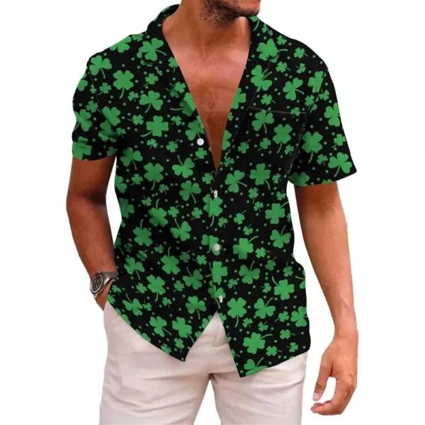 KYKU St Patricks Day Shirt Mens Hawaiian Shirts Short Sleeve Green Button Up Top
