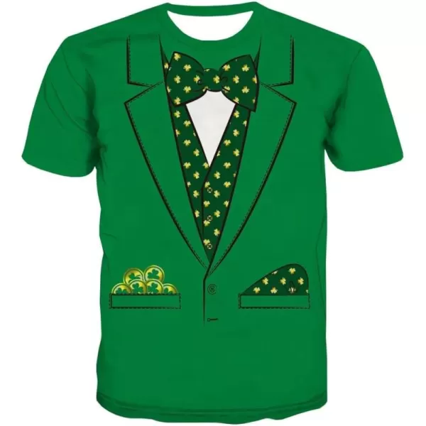 KYKU St Patricks Day Tshirt Men Leprechaun Costume Green Tuxedo T Shirt Irish Shamrock Clothing