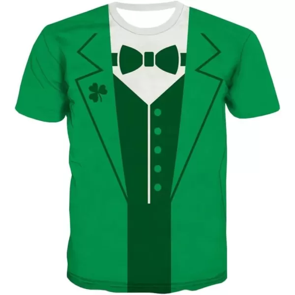 KYKU St Patricks Day Tshirt Men Leprechaun Costume Green Tuxedo T Shirt Irish Shamrock Clothing