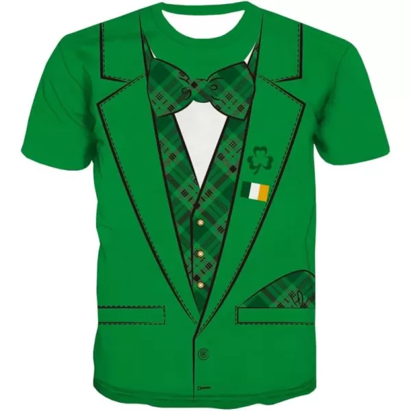 KYKU St Patricks Day Tshirt Men Leprechaun Costume Green Tuxedo T Shirt Irish Shamrock Clothing