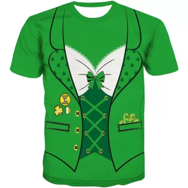 KYKU St Patricks Day Tshirt Men Leprechaun Costume Green Tuxedo T Shirt Irish Shamrock Clothing