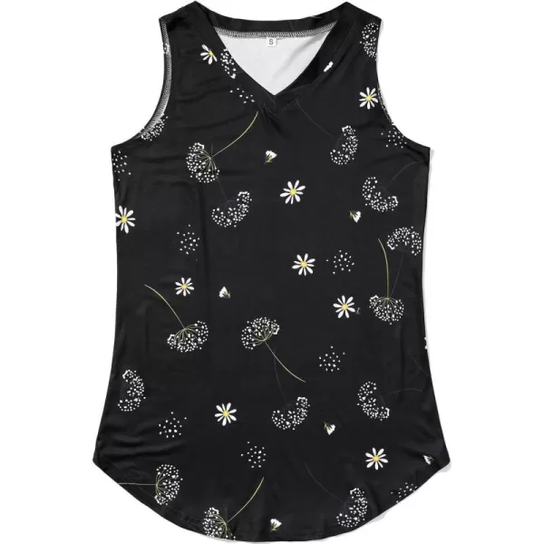 KYKU Women's Tank Top Summer Sleeveless T Shirt Casual V Neck Curved Hem Blouses