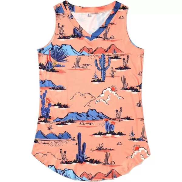 KYKU Women's Tank Top Summer Sleeveless T Shirt Casual V Neck Curved Hem Blouses
