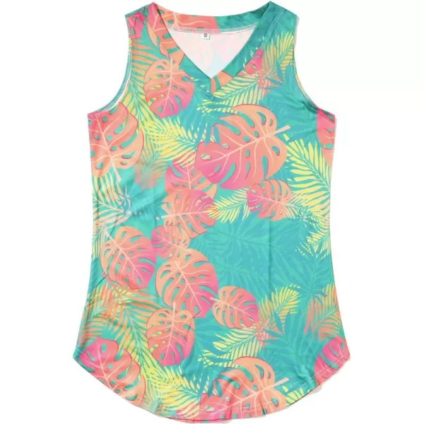 KYKU Women's Tank Top Summer Sleeveless T Shirt Casual V Neck Curved Hem Blouses
