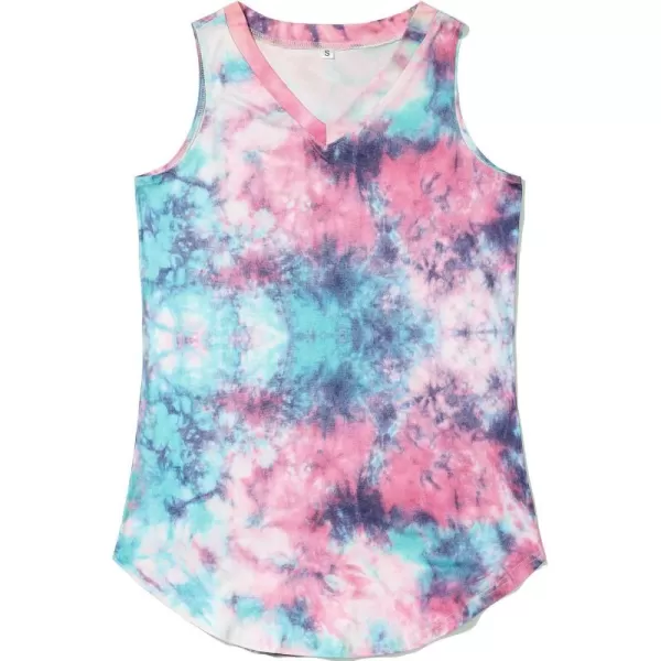 KYKU Women's Tank Top Summer Sleeveless T Shirt Casual V Neck Curved Hem Blouses
