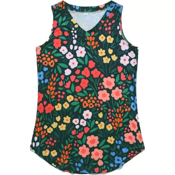 KYKU Women's Tank Top Summer Sleeveless T Shirt Casual V Neck Curved Hem Blouses