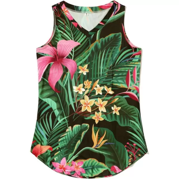 KYKU Women's Tank Top Summer Sleeveless T Shirt Casual V Neck Curved Hem Blouses