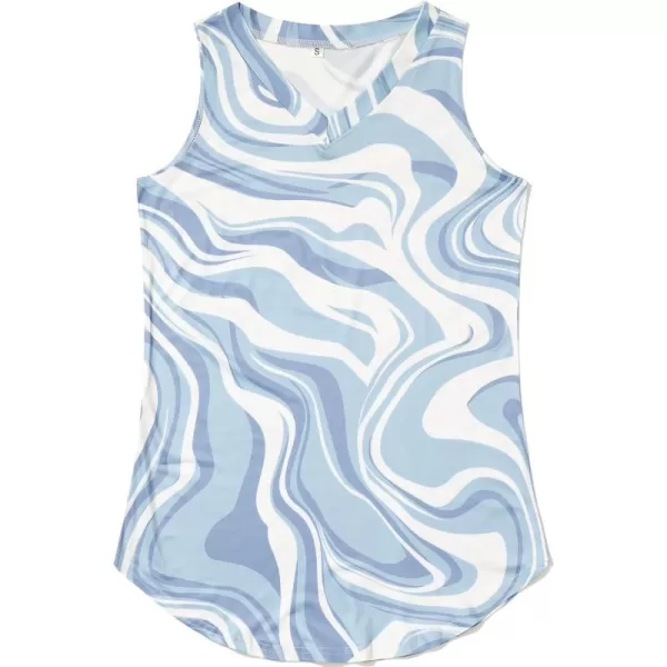 KYKU Women's Tank Top Summer Sleeveless T Shirt Casual V Neck Curved Hem Blouses
