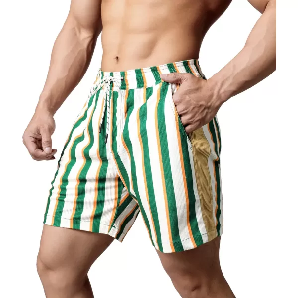 Men's Casual Drawstring Corduroy Shorts Elastic Waist Summer Shorts with Pocket