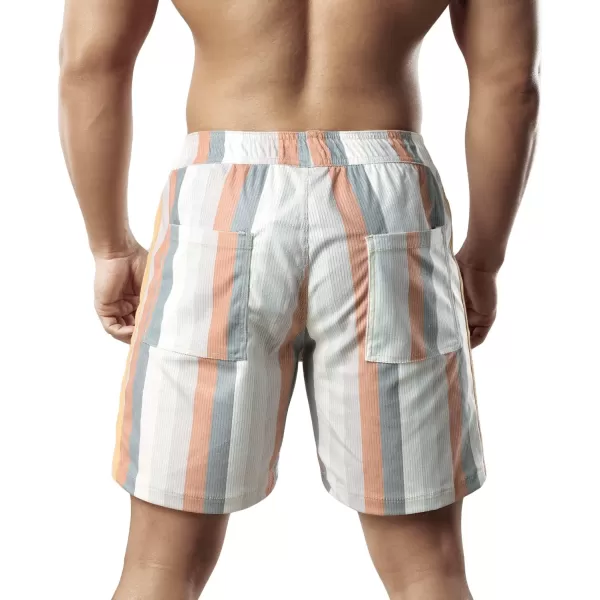 Men's Casual Drawstring Corduroy Shorts Elastic Waist Summer Shorts with Pocket