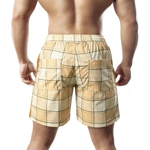 Men's Casual Drawstring Corduroy Shorts Elastic Waist Summer Shorts with Pocket