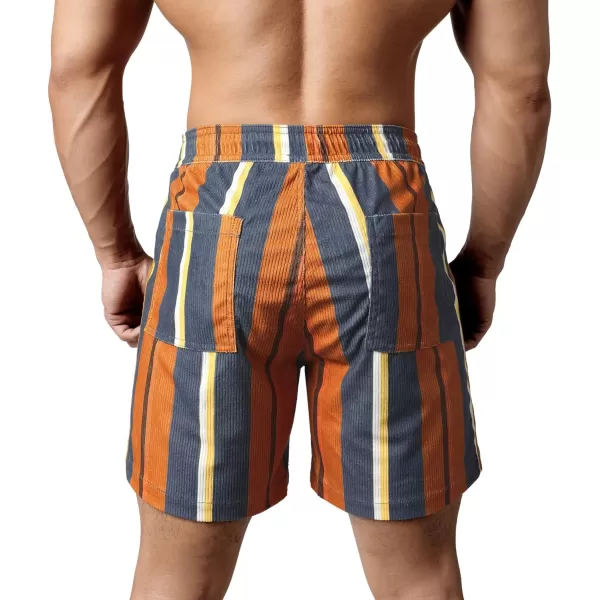 Men's Casual Drawstring Corduroy Shorts Elastic Waist Summer Shorts with Pocket