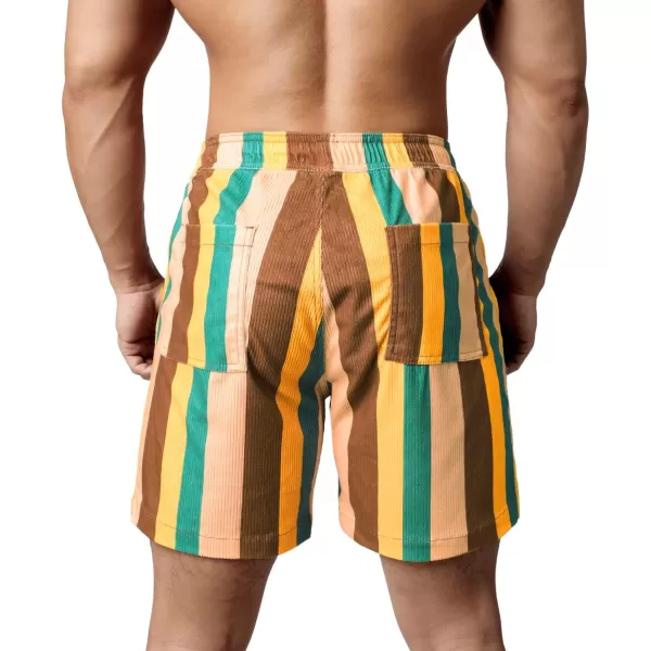 Men's Casual Drawstring Corduroy Shorts Elastic Waist Summer Shorts with Pocket