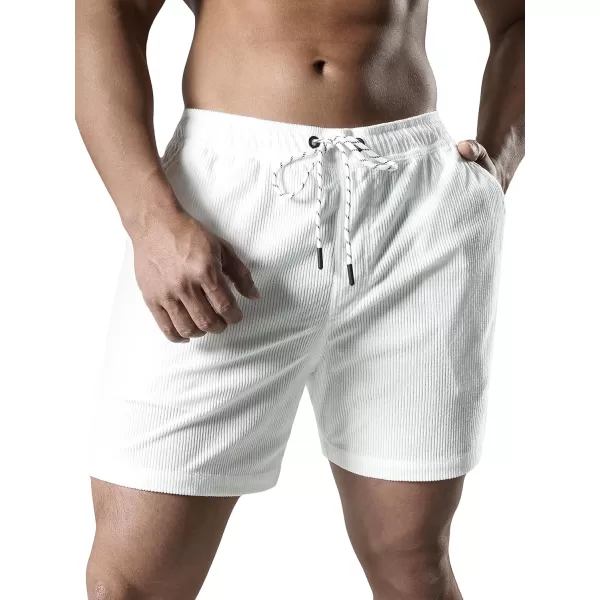 Men's Casual Drawstring Corduroy Shorts Elastic Waist Summer Shorts with Pocket