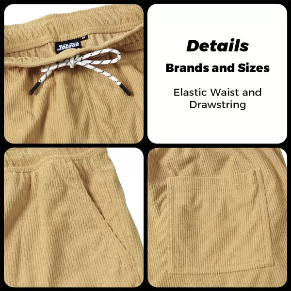 Men's Casual Drawstring Corduroy Shorts Elastic Waist Summer Shorts with Pocket