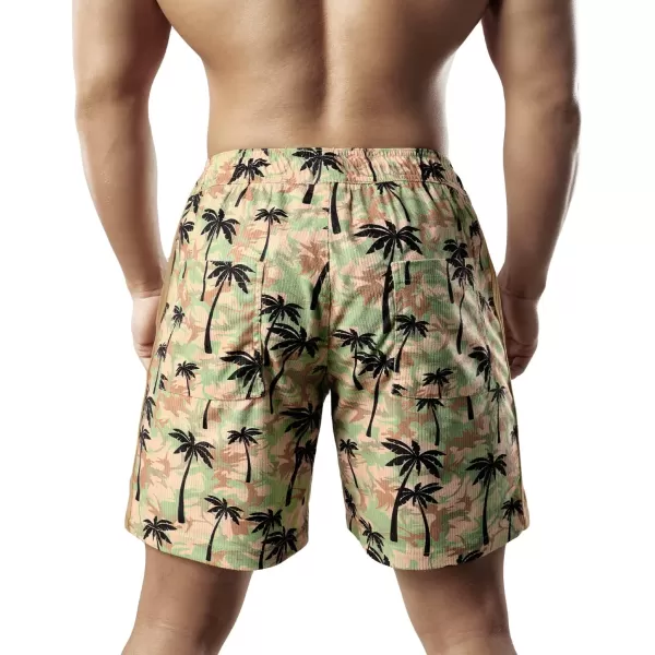 Men's Casual Drawstring Corduroy Shorts Elastic Waist Summer Shorts with Pocket