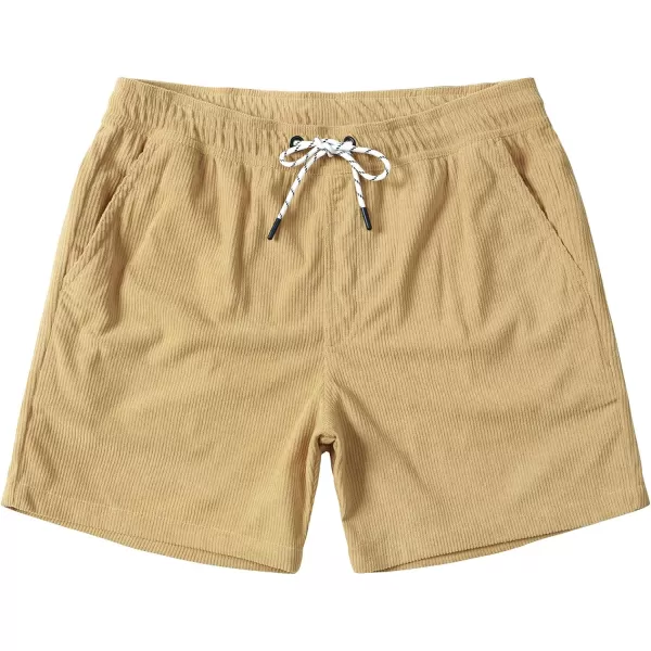 Men's Casual Drawstring Corduroy Shorts Elastic Waist Summer Shorts with Pocket
