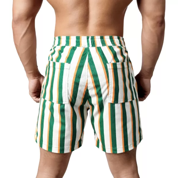 Men's Casual Drawstring Corduroy Shorts Elastic Waist Summer Shorts with Pocket