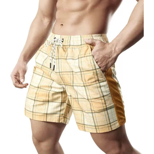 Men's Casual Drawstring Corduroy Shorts Elastic Waist Summer Shorts with Pocket
