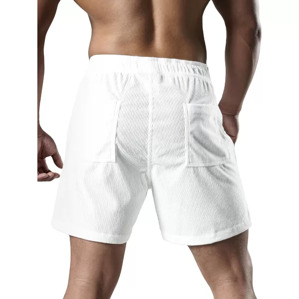 Men's Casual Drawstring Corduroy Shorts Elastic Waist Summer Shorts with Pocket