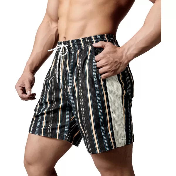 Men's Casual Drawstring Corduroy Shorts Elastic Waist Summer Shorts with Pocket