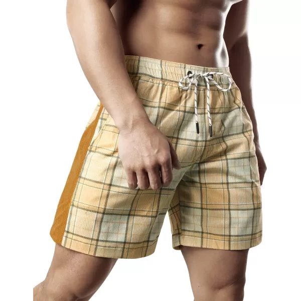 Men's Casual Drawstring Corduroy Shorts Elastic Waist Summer Shorts with Pocket
