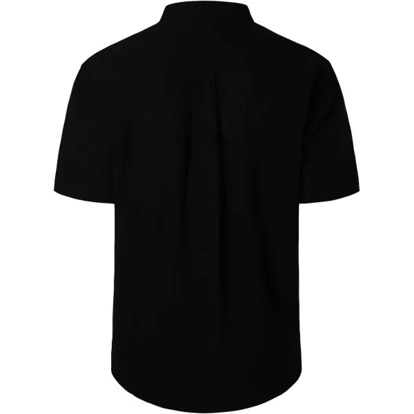 Men's Cotton Linen Henley Shirt Short Sleeve Casual Beach T Shirts with Pocket