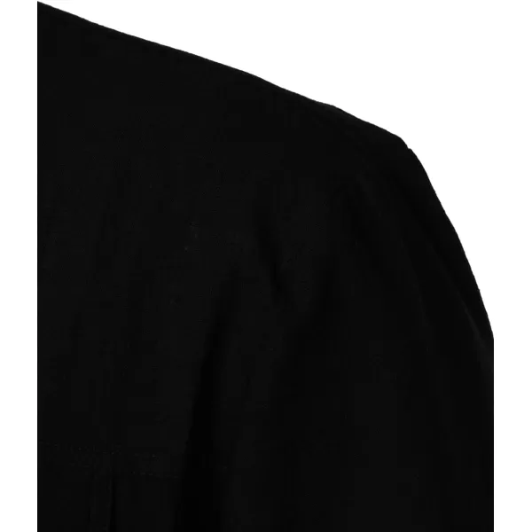 Men's Cotton Linen Henley Shirt Short Sleeve Casual Beach T Shirts with Pocket