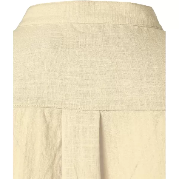 Men's Cotton Linen Henley Shirt Short Sleeve Casual Beach T Shirts with Pocket