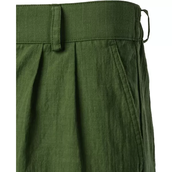 Men's Cotton Linen Shorts Casual Elastic Waist Shorts Summer Beach Shorts with Pocket