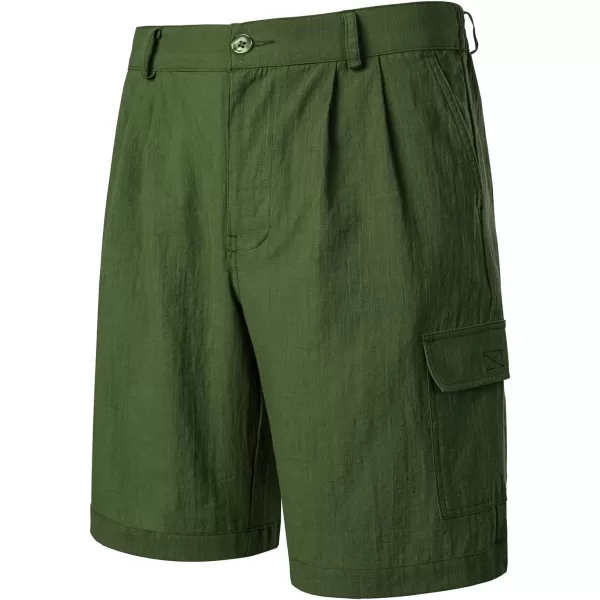 Men's Cotton Linen Shorts Casual Elastic Waist Shorts Summer Beach Shorts with Pocket