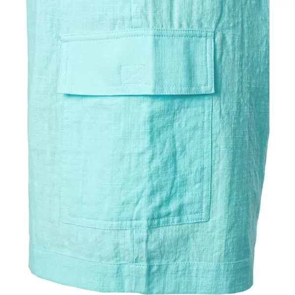 Men's Cotton Linen Shorts Casual Elastic Waist Shorts Summer Beach Shorts with Pocket
