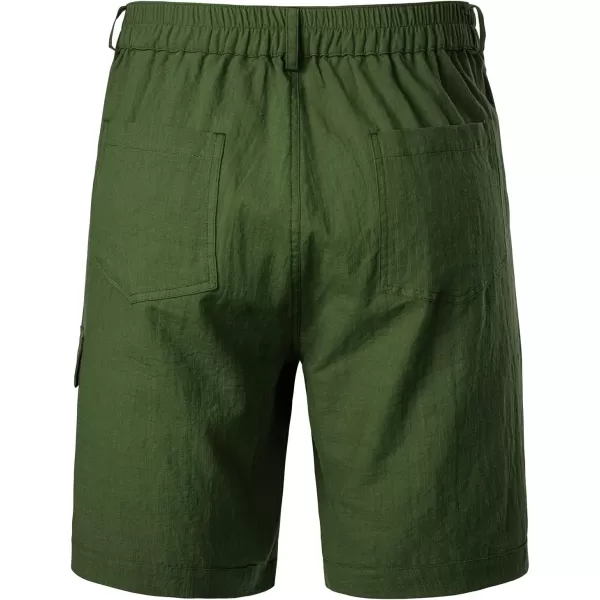 Men's Cotton Linen Shorts Casual Elastic Waist Shorts Summer Beach Shorts with Pocket