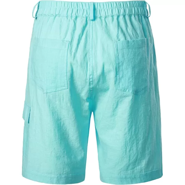 Men's Cotton Linen Shorts Casual Elastic Waist Shorts Summer Beach Shorts with Pocket