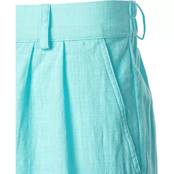Men's Cotton Linen Shorts Casual Elastic Waist Shorts Summer Beach Shorts with Pocket