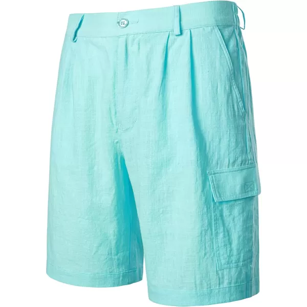 Men's Cotton Linen Shorts Casual Elastic Waist Shorts Summer Beach Shorts with Pocket