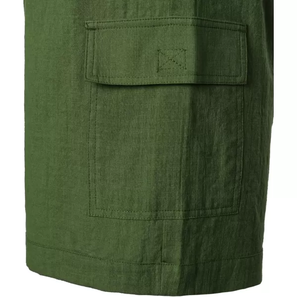 Men's Cotton Linen Shorts Casual Elastic Waist Shorts Summer Beach Shorts with Pocket