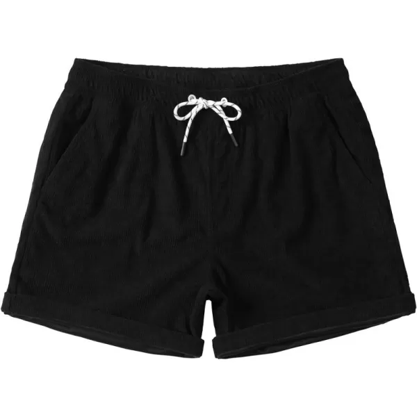 Men's Casual Drawstring Corduroy Shorts Elastic Waist Summer Shorts with Pocket