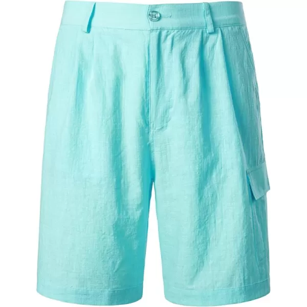 Men's Cotton Linen Shorts Casual Elastic Waist Shorts Summer Beach Shorts with Pocket