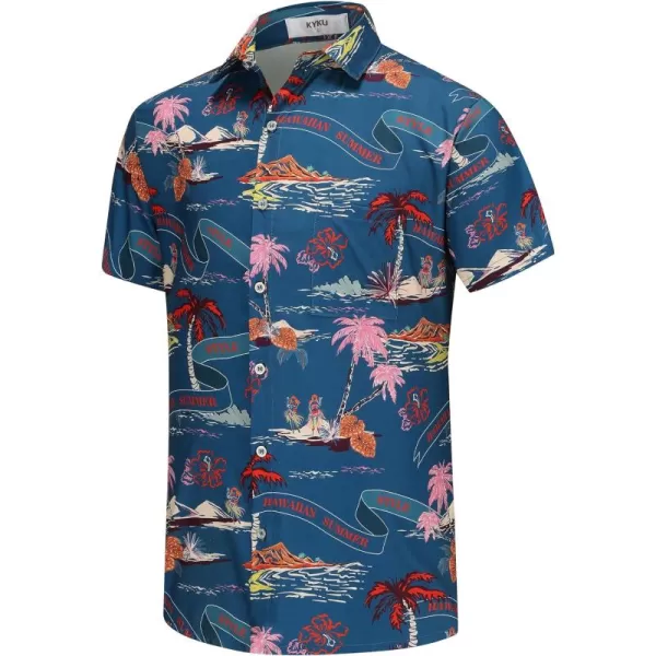 KYKU Hawaiian Shirt for Men - Funny Vacation Tropical Beach Shirts Short Sleeve Button Down Summer Clothes with Pockets