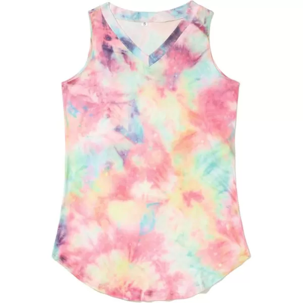 KYKU Women's Tank Top Summer Sleeveless T Shirt Casual V Neck Curved Hem Blouses