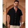 imageKYKU Summer Men Button Shirts  Casual Beach Short Sleeve Clothes  Fashion Lightweight Plain Clothing with PocketMen Button Short Sleeve Shirts Black