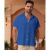imageKYKU Summer Men Button Shirts  Casual Beach Short Sleeve Clothes  Fashion Lightweight Plain Clothing with PocketMen Button Short Sleeve Shirts Blue