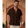 imageKYKU Summer Men Button Shirts  Casual Beach Short Sleeve Clothes  Fashion Lightweight Plain Clothing with PocketMen Button Short Sleeve Shirts Brown