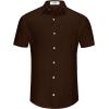 imageKYKU Summer Men Button Shirts  Casual Beach Short Sleeve Clothes  Fashion Lightweight Plain Clothing with PocketMen Button Short Sleeve Shirts Brown