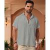 imageKYKU Summer Men Button Shirts  Casual Beach Short Sleeve Clothes  Fashion Lightweight Plain Clothing with PocketMen Button Short Sleeve Shirts Gray